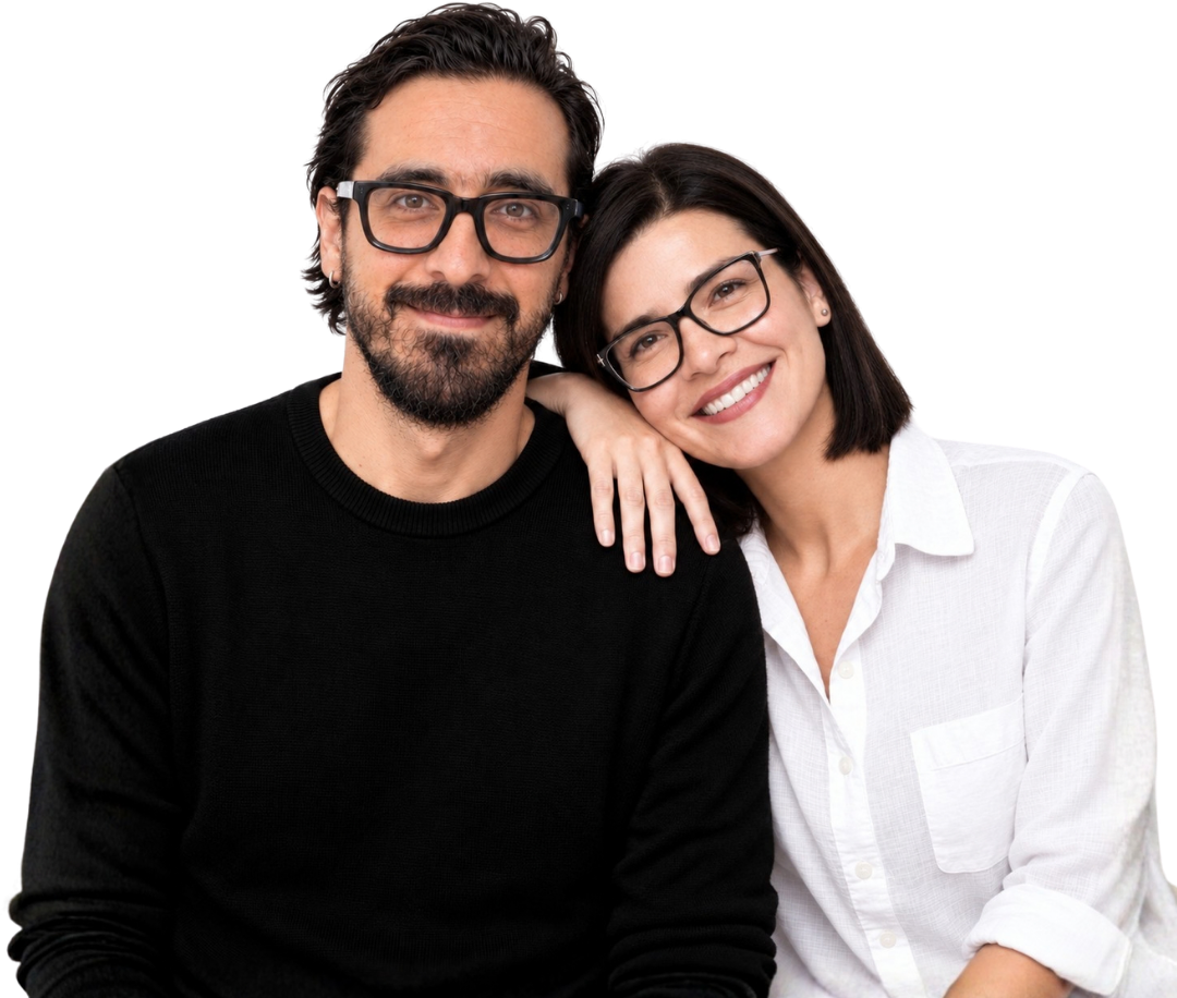 Dica y Mauro juntos, sonriendo